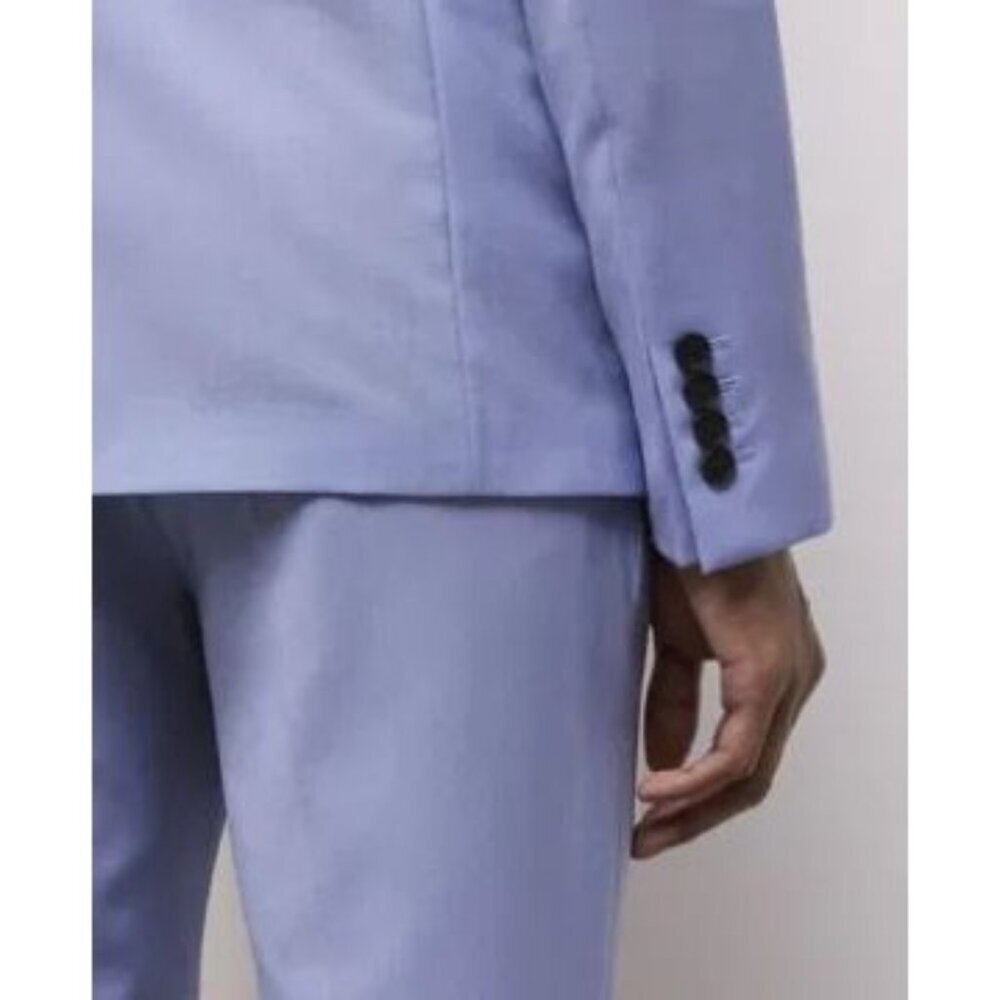 Mens Light Blue Wool Slim Suit Blazer Notched Collar Button Cuff Kooples Size 38 - Picture 5 of 10